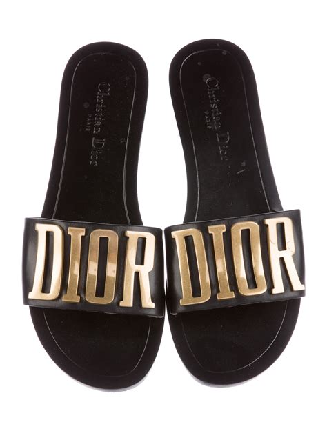 dior slides gold letters|christian Dior sandals.